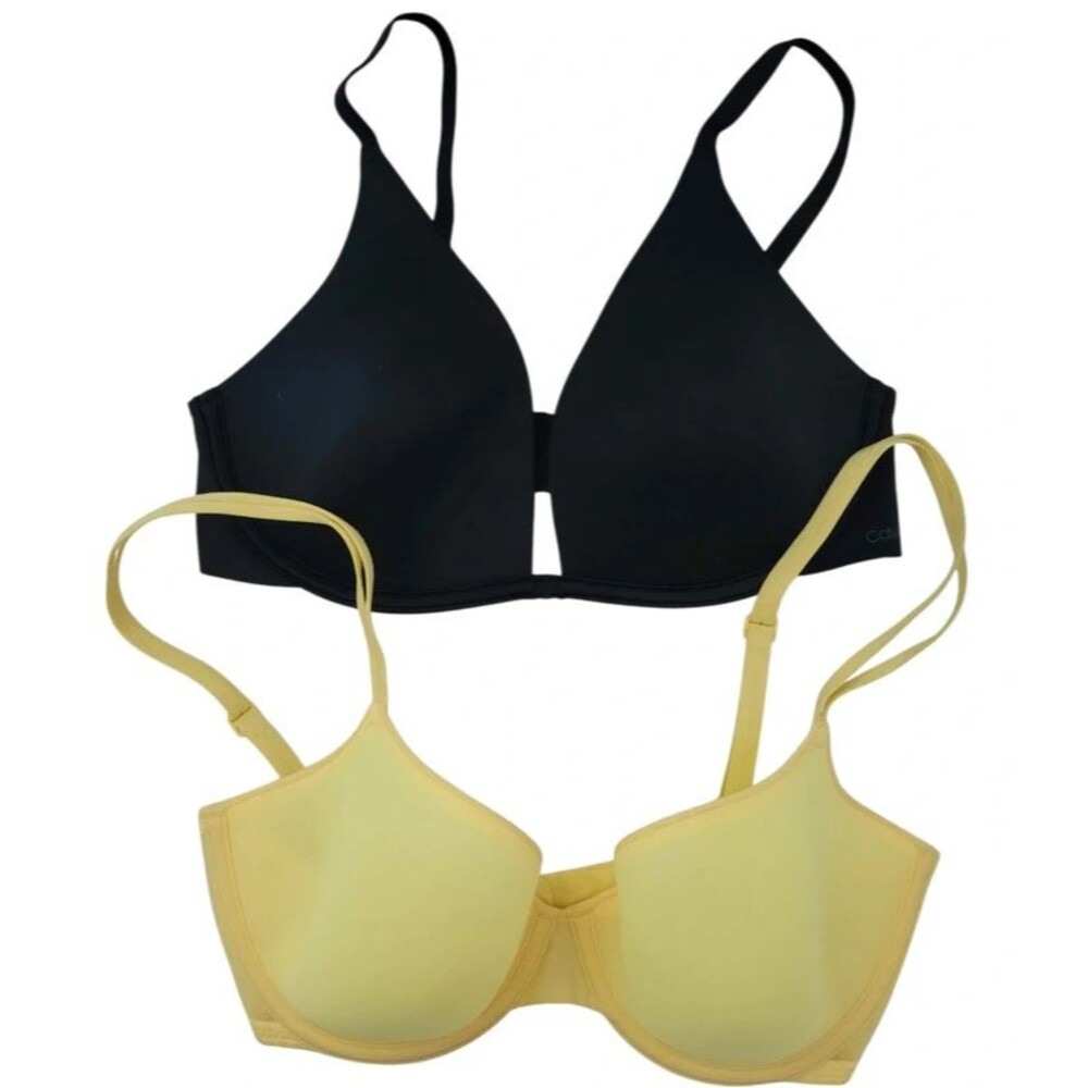 Calvin Klein 2-Pack Bras Size 32D (Black & Yellow)